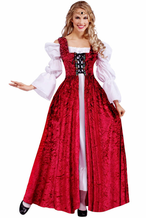 Womens Medieval Lady Lace Up Over Gown Adult Plus Costume - costumesupercenter.com