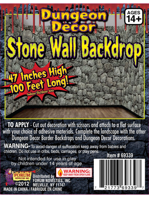Dungeon Decor Stone Wall Backdrop - costumesupercenter.com