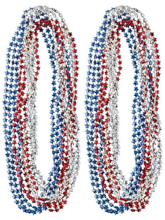 Red/White/Blue Bead Necklace - costumesupercenter.com