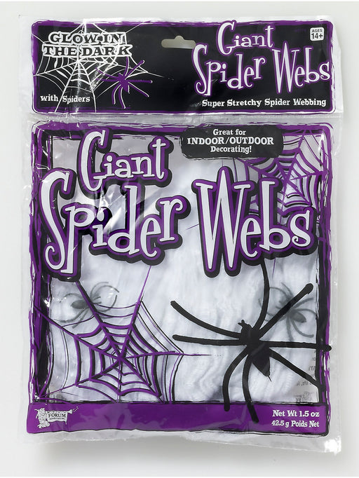 Giant Wickedly White Super Spiderweb with 2 Spiders - 42.5 Grams - costumesupercenter.com