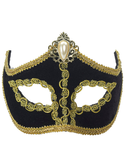 Black Velvet Venetian Mask - costumesupercenter.com