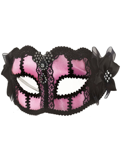 Adult Pale Pink Venetian Half Mask w/Glasses - costumesupercenter.com