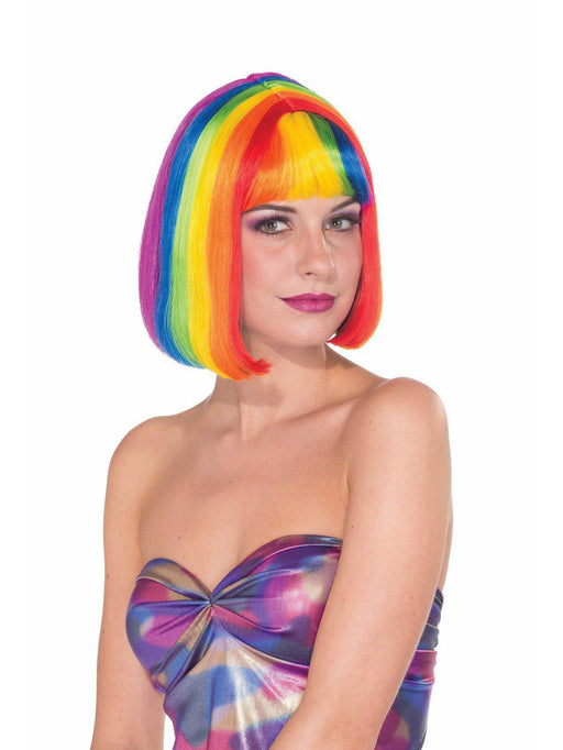 Women's Rainbow Bob Wig - costumesupercenter.com