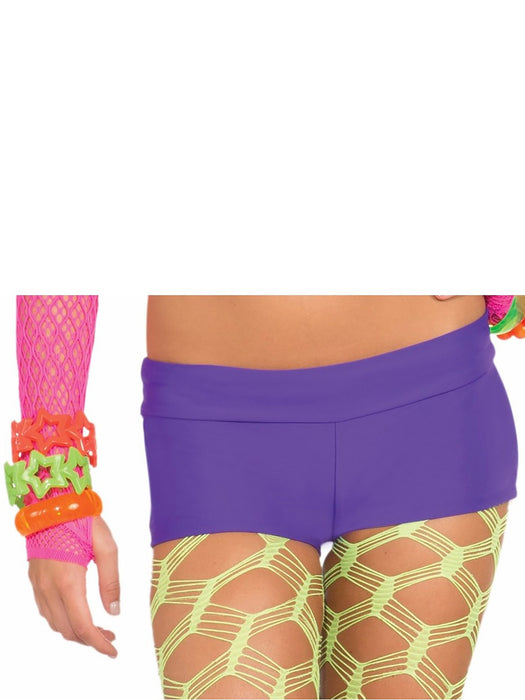 Adult Purple Neon Solid Booty Shorts Accessory - costumesupercenter.com