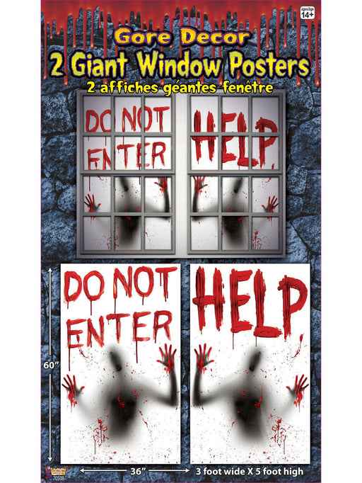 Gore Decor 2 Giant Bloody Window Posters - costumesupercenter.com