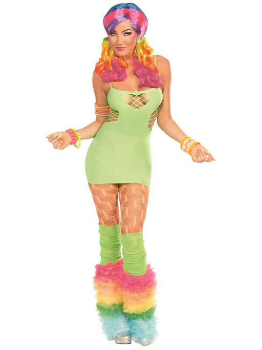 Women's Neon Green Fishnet Dress - costumesupercenter.com
