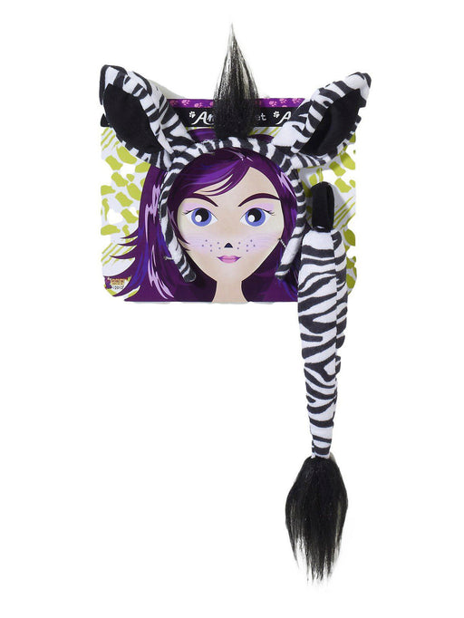 Adult Zebra Ears Headband and Tail - costumesupercenter.com