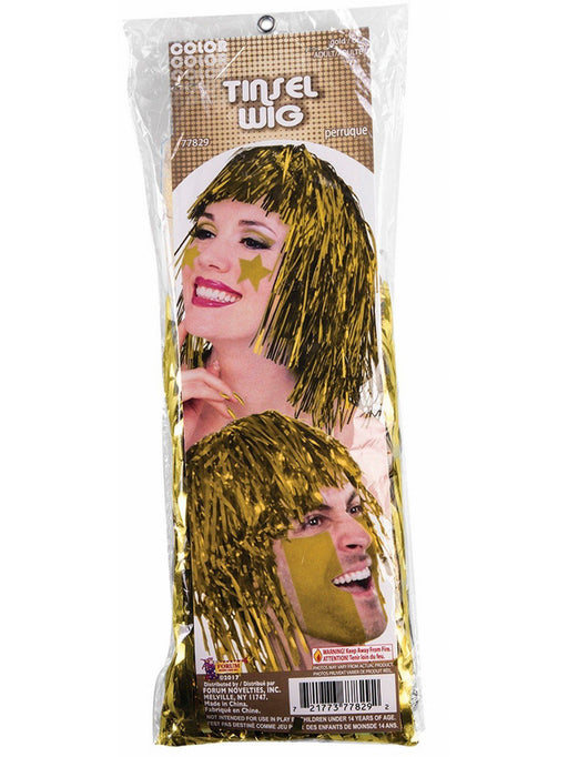 Yellow Tinsle Wig - costumesupercenter.com