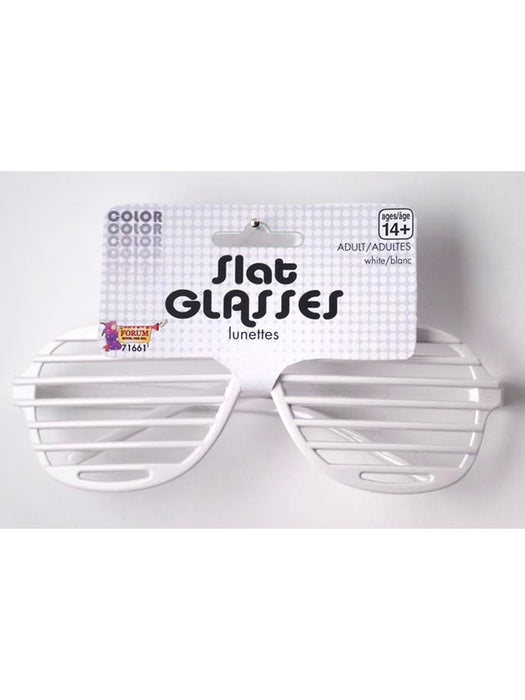 Adult White Slat Glasses - costumesupercenter.com
