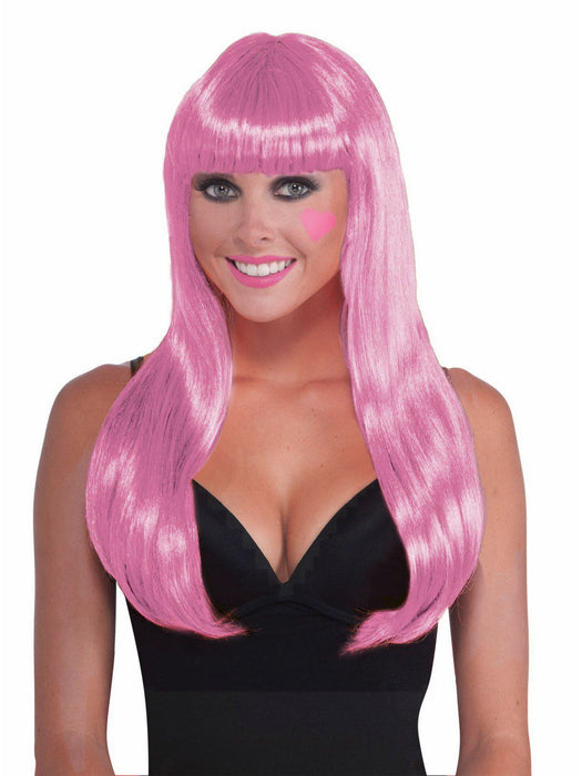 Pink Long Wig - costumesupercenter.com