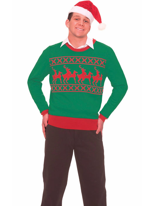 Mens Christmas Sweater Reindeer Games - costumesupercenter.com