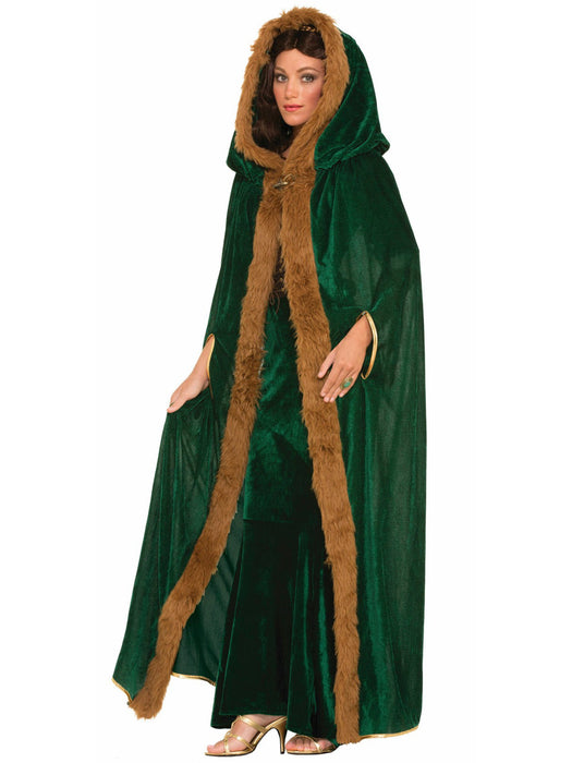 Green Trimmed Faux Fur Cape - costumesupercenter.com