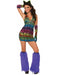Womens Sexy Halter Rainbow Zebra Dress - costumesupercenter.com