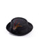 Adult Black Pork Pie Hat With Feather - costumesupercenter.com