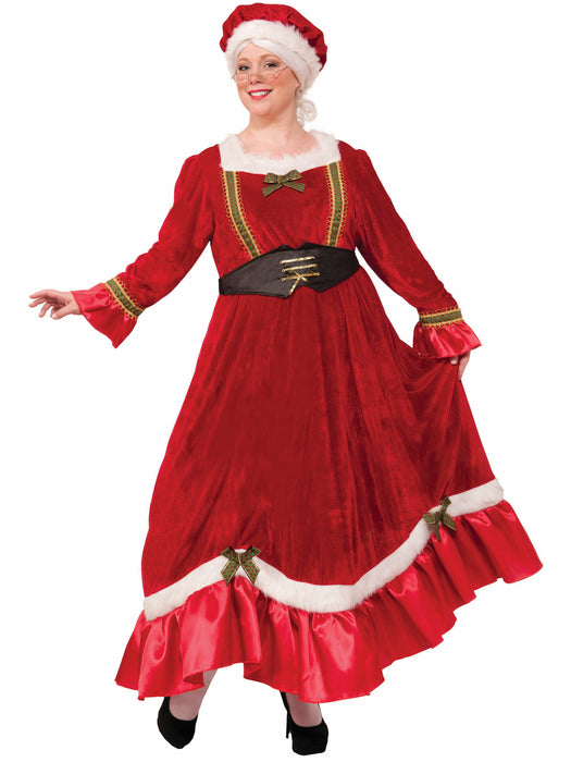 Womens Curvy Mrs. Claus Traditional Dress - costumesupercenter.com