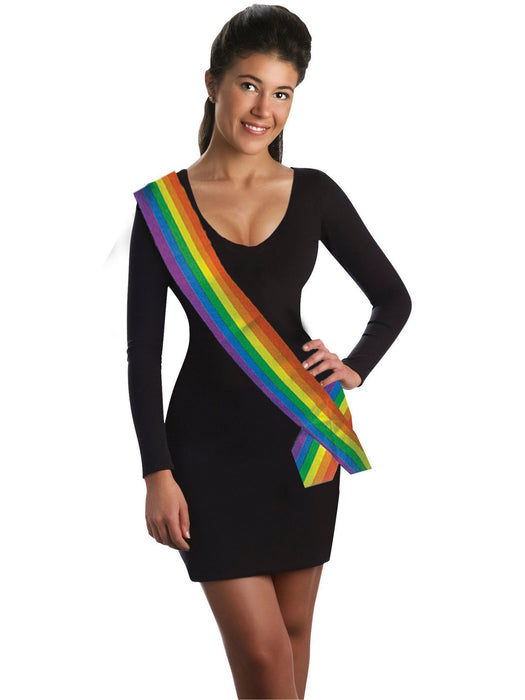 Rainbow Sash Accessory - costumesupercenter.com