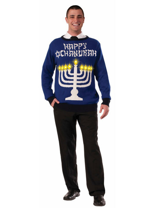 Mens Light Up Chanukah Sweater - costumesupercenter.com