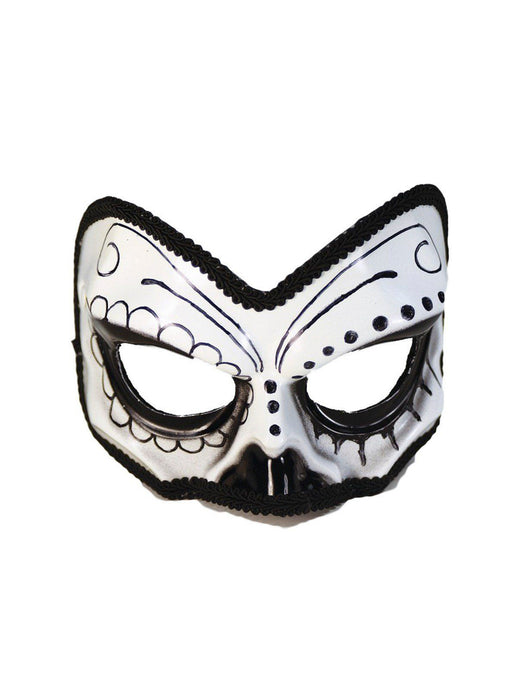 Day of the Dead Sugar Skull Half Mask - costumesupercenter.com
