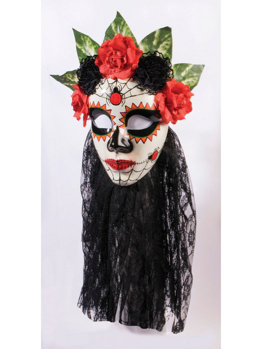 Day of the Dead Black Lace Senora Mask - costumesupercenter.com