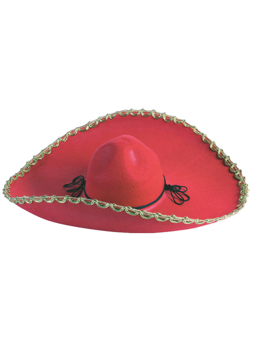 Adult Red & Gold  Sombrero Hat - costumesupercenter.com