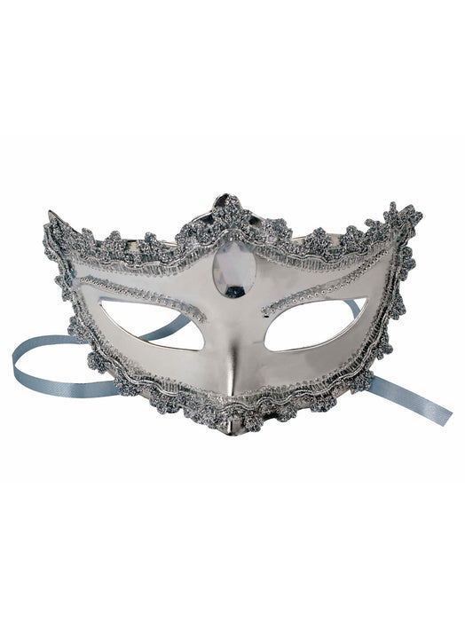 White Elegance Eye Mask with Ribbon Tie - costumesupercenter.com