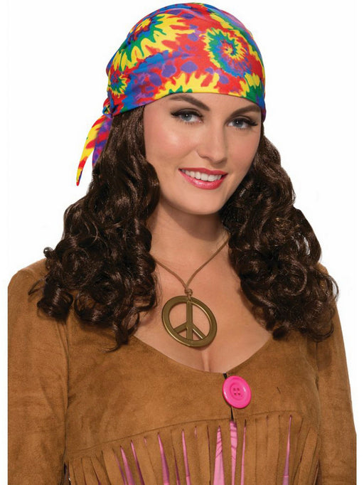 Hippie Wig With Headscarf for Adults - costumesupercenter.com