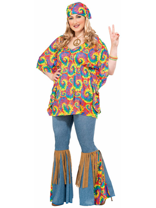 Hippie Chick Adult Plus Costume - costumesupercenter.com