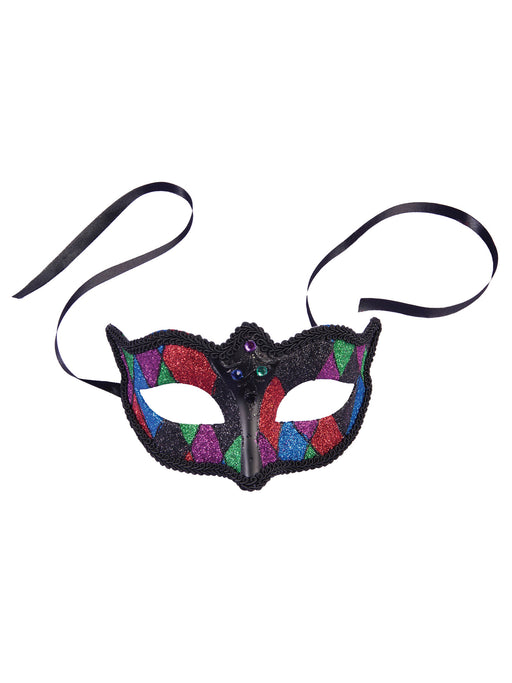 Geometric Carnival Eye Mask with Ribbon Tie - costumesupercenter.com