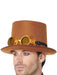 Adult Brown Steampunk Top Hat with Goggles - costumesupercenter.com