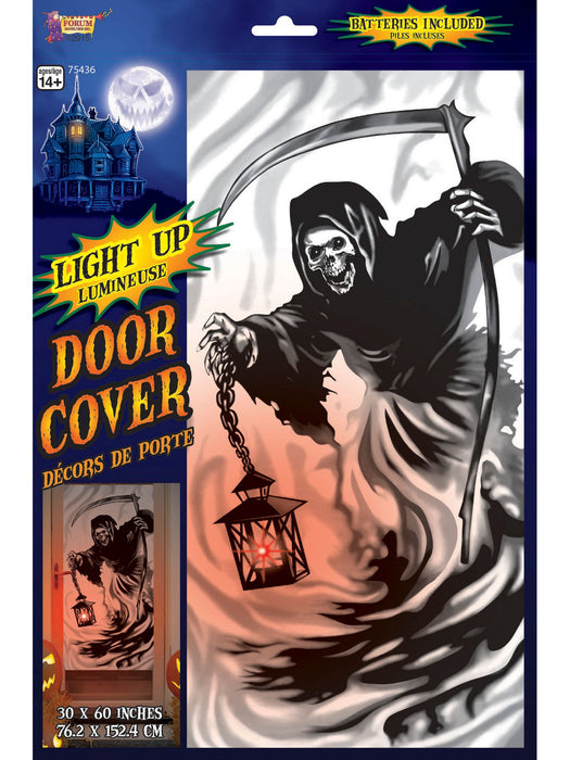 Light Up Door Cover Reaper Decoration - costumesupercenter.com