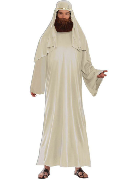 Men's Ivory Biblical Robe with Headdress Costume - costumesupercenter.com