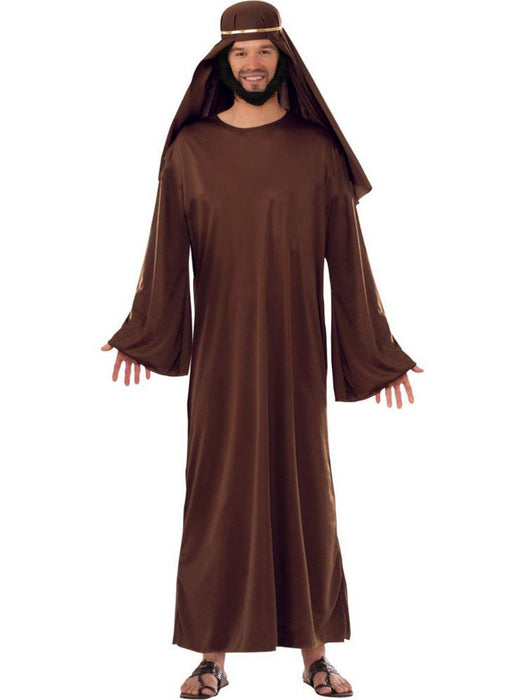 Mens Brown Biblical Robe with Headdress Costume - costumesupercenter.com