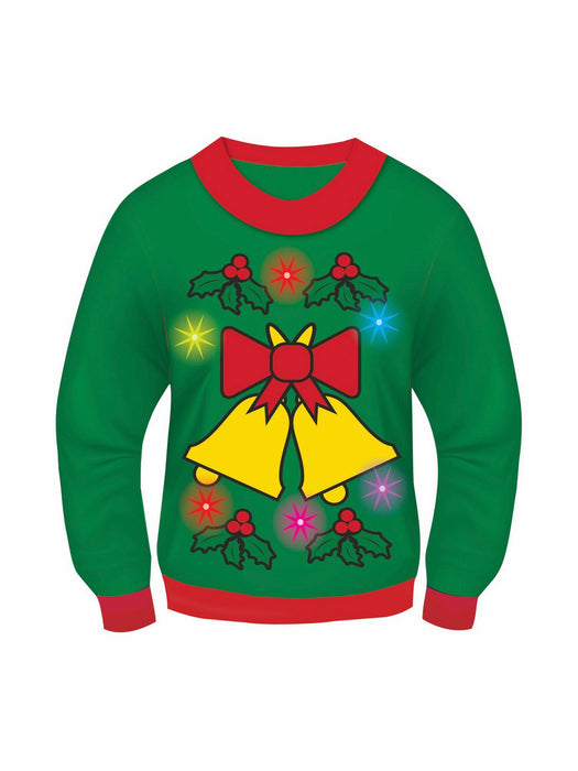 Light and Sound Jingle Bells Adult Sweater — Costume Super Center