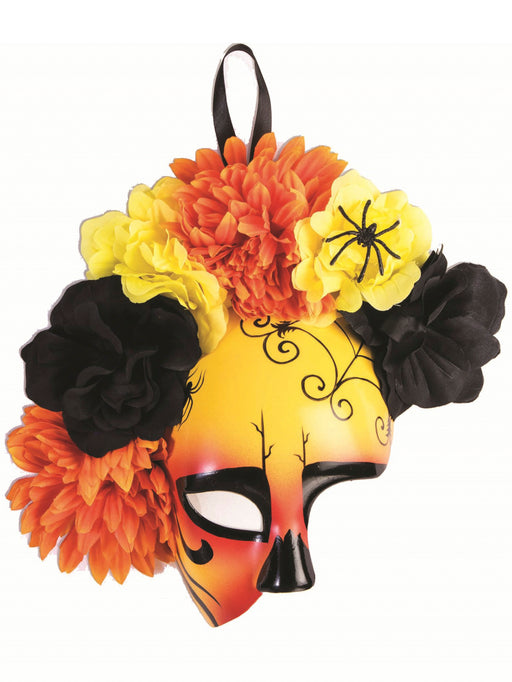 Adult Orange/Yellow Day of The Dead Mask - costumesupercenter.com