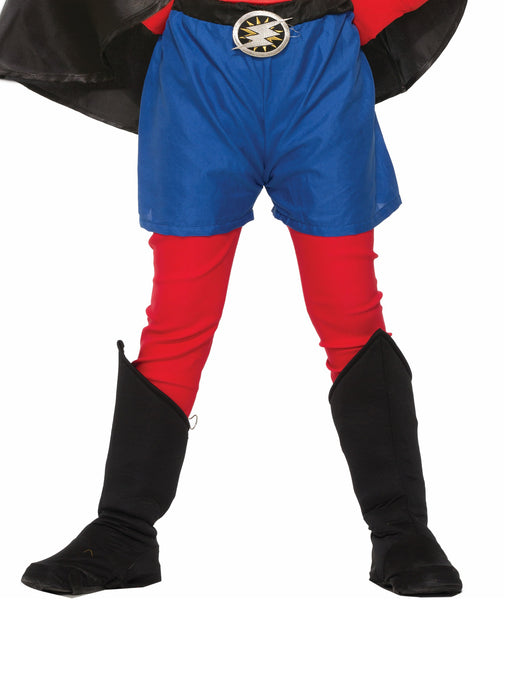 Kids' Black Superhero Boot Tops - costumesupercenter.com