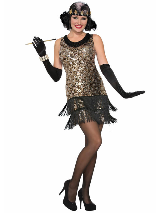 Women's Sequin Roaring 20s Flapper Costume - costumesupercenter.com