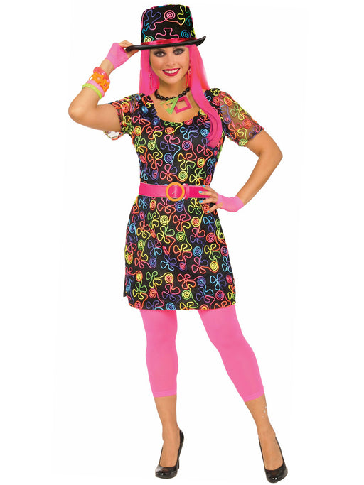 Women's Neon Flower Party Dress - costumesupercenter.com