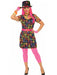 Womens Neon Flower Party Dress - costumesupercenter.com