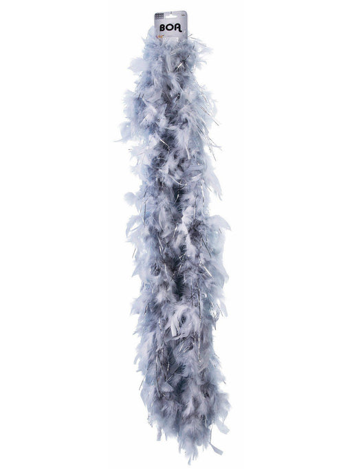 Adult Silver Tinsel and Feather Boa - costumesupercenter.com