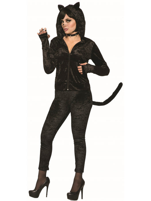 Womens Blk Cat Hoodie - costumesupercenter.com