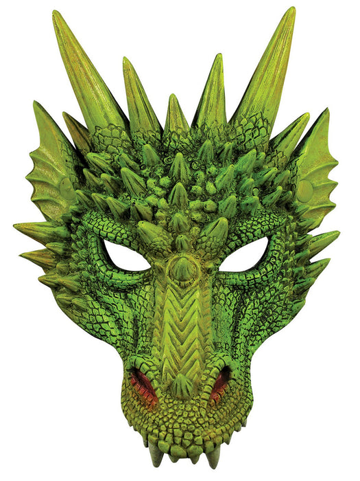 Green Plastic Dragon Mask Accessory - costumesupercenter.com