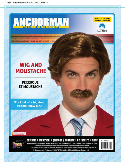Men's Anchorman Ron Burgundy Wig and Mustache - costumesupercenter.com
