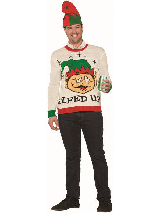 Mens Christmas Sweater Elfed Up - costumesupercenter.com