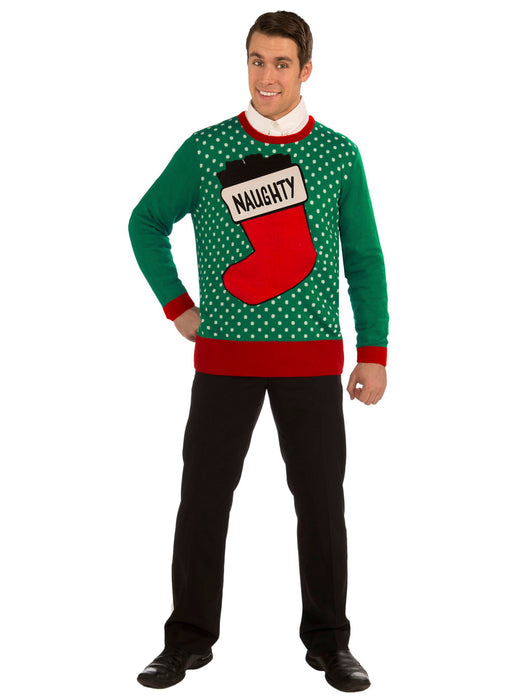 Mens Christmas Sweater Naughty Stock - costumesupercenter.com