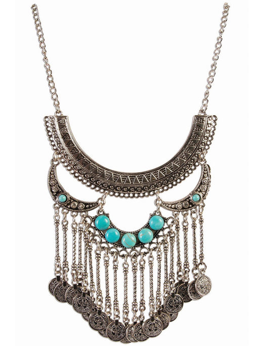 Adult Siver/Turquiose Western Necklace Accessory - costumesupercenter.com