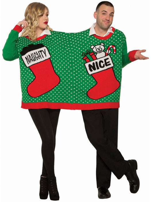 Naughty/Nice Christmas for Two Sweater - costumesupercenter.com