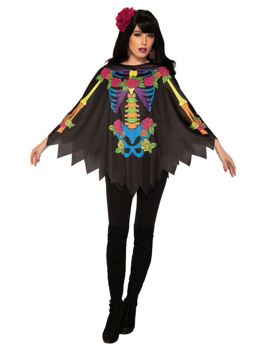 Women's Day of the Dead Poncho Adult Costume - costumesupercenter.com
