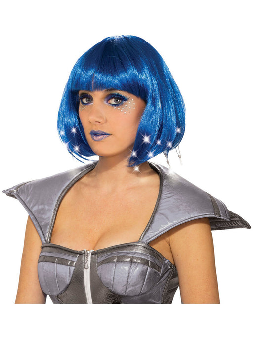 Adult Blue Light Up Wig Accessory - costumesupercenter.com