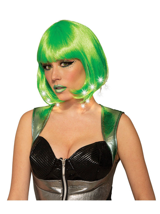 Adult Green Light Up Wig Accessory - costumesupercenter.com