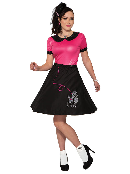 Women's Girls' 1950's Hot Pink Poodle Dress - costumesupercenter.com